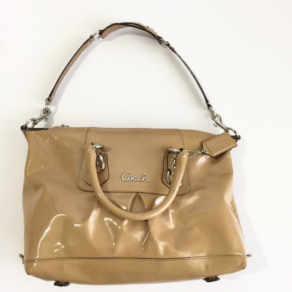 COACH Ashley Satchel Medium Patent Leather Tan